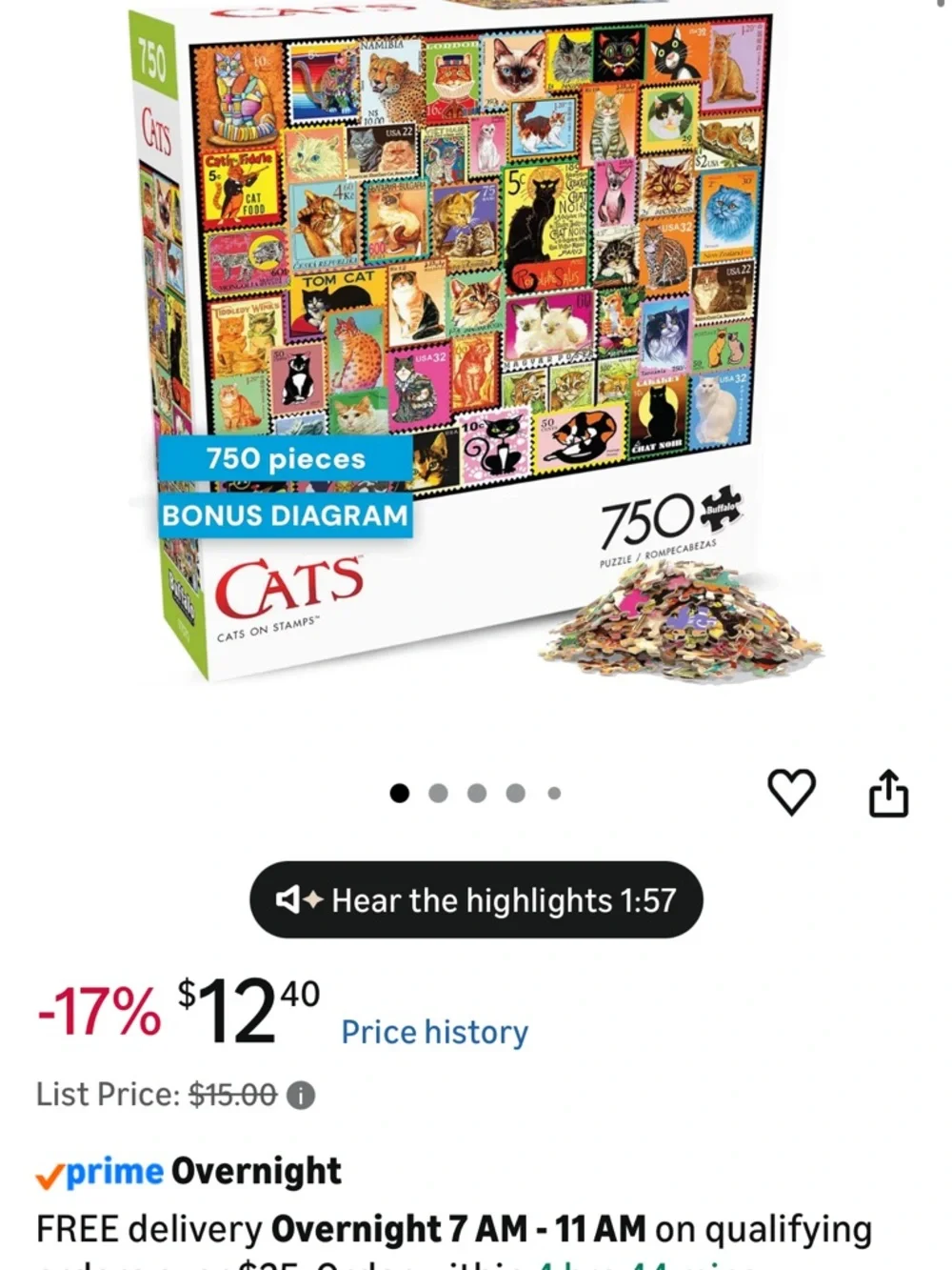 Cats on Stamps 750-Piece Jigsaw Puzzle - Colorful Cat Collage - Picture 3 of 6